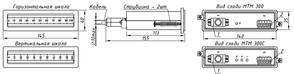 Габаритные размеры индикаторов МТМ-300