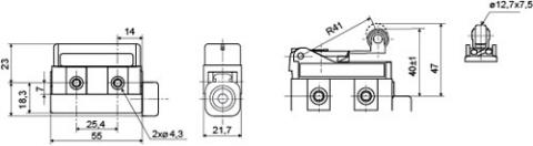 Рис.1. Габаритная схема выключателя D4MC-2020